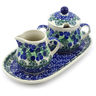 Polish Pottery Sugar and Creamer Set 10&quot; Blueberry Fields Forever