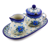 Polish Pottery Sugar and Creamer Set 10&quot; Forget Me Not UNIKAT