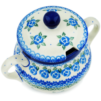 Polish Pottery Sugar Bowl 11 oz Bluebuds
