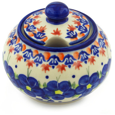 Polish Pottery Sugar Bowl 12 oz Passion Poppy