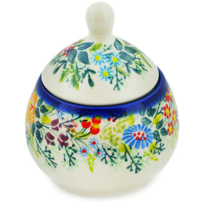 Polish Pottery Sugar Bowl 6 oz Floral Abundance UNIKAT