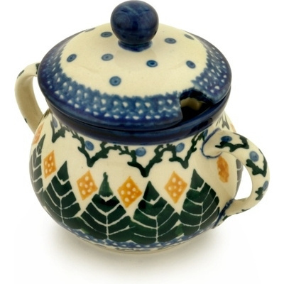 Polish Pottery Sugar Bowl 7 oz Alpine Leaves