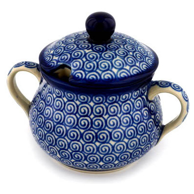 Polish Pottery Sugar Bowl 7 oz Baltic Blue