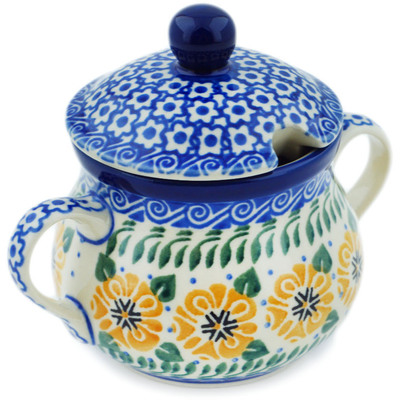 Container Sugar Bowl 8 ounces with Spoon 5 - Color Palette Polish Pottery