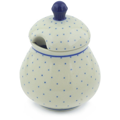 Polish Pottery Sugar Bowl 8 oz Blue Dots