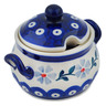 Polish Pottery Sugar Bowl 8 oz Peacock Forget-me-not