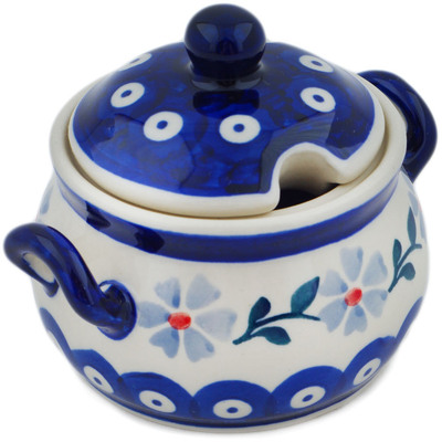 Polish Pottery Sugar Bowl 8 oz Peacock Forget-me-not