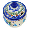 Polish Pottery Sugar Bowl 9 oz Blue Pansy