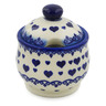 Polish Pottery Sugar Bowl 9 oz Blue Valentine Hearts