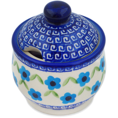 Polish Pottery Sugar Bowl 9 oz Greek Daisies