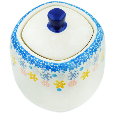 Polish Pottery Sugar Bowl 9 oz Happy Snowflakes