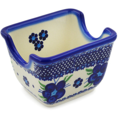 Polish Pottery Sugar Packet Holder 3&quot; Bleu-belle Fleur