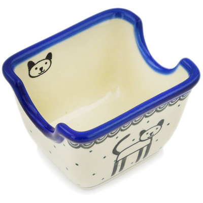 Polish Pottery Sugar Packet Holder 4&quot; Cobalt Cat