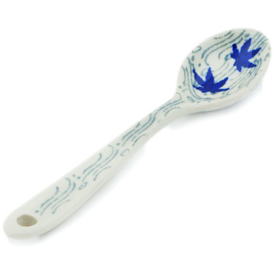 Polish Pottery Sugar Spoon Blue Maple River