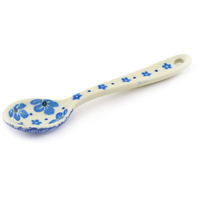 Polish Pottery Sugar Spoon Blue Wildflower