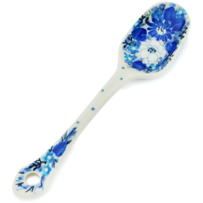 Polish Pottery Sugar Spoon Blue Wildflower Meadow UNIKAT