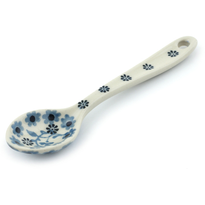 Polish Pottery Sugar Spoon Flowers Covered With Snow