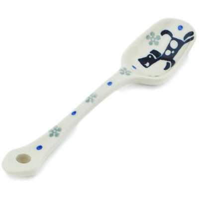 Polish Pottery Sugar Spoon Playing Pups