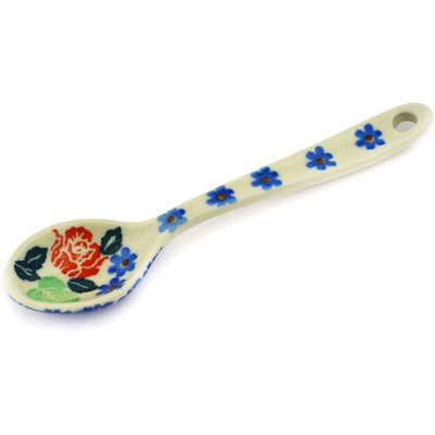 Polish Pottery Sugar Spoon Roses And Wildflowers