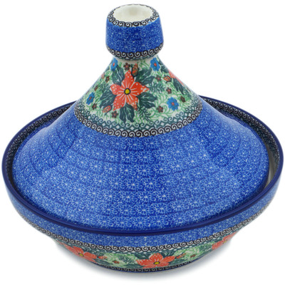 Polish Pottery Tagine Pot 57 oz Red Jackmanii UNIKAT