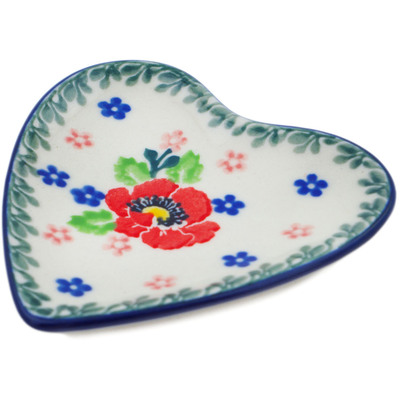 Polish Pottery Tea Bag or Lemon Plate 3&quot; Flourishing Flowers