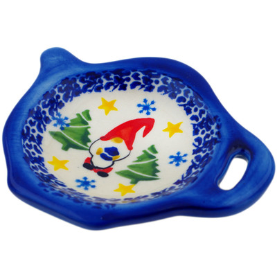 Polish Pottery Tea Bag or Lemon Plate 4&quot; Twinkle Twinkle Little Gnome