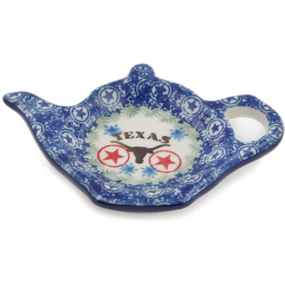 Polish Pottery Tea Bag or Lemon Plate 5&quot; State Of Texas