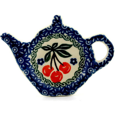 Polish Pottery Tea Bag or Lemon Plate 5&quot; Three Cherries