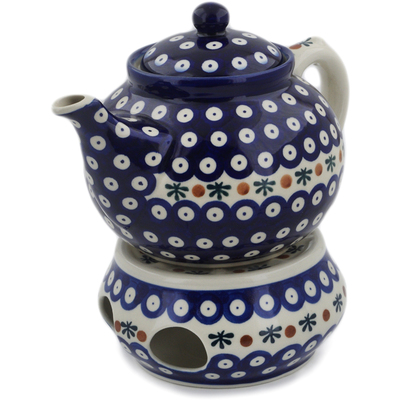 Polish Pottery Tea Coffee Pot with heater Mosquito