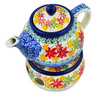 Polish Pottery Tea or Coffe Pot with Heater 15 oz Fall Vibes