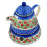 Polish Pottery Tea or Coffe Pot with Heater 39 oz Midsummer Bloom