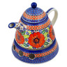 Polish Pottery Tea or Coffe Pot with Heater 39 oz Orange Zinnia