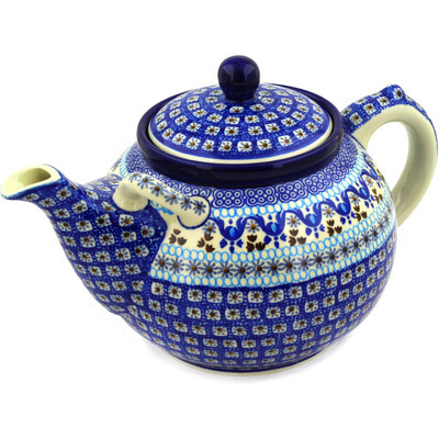Polish Pottery Tea or Coffee Pot 105 oz Blue Ice