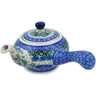 Polish Pottery Tea or Coffee Pot 11 oz Blue Meadow UNIKAT