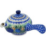 Polish Pottery Tea or Coffee Pot 11 oz Brilliant Blue Rose UNIKAT