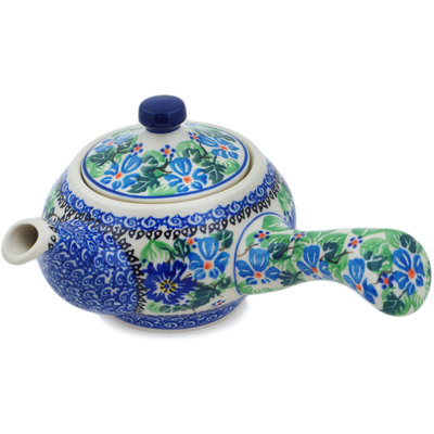 Polish Pottery Tea or Coffee Pot 11 oz Morning Glory Wreath UNIKAT