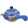 Polish Pottery Tea or Coffee Pot 11 oz Orange Wreath UNIKAT