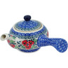 Polish Pottery Tea or Coffee Pot 11 oz Red Pansy