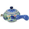 Polish Pottery Tea or Coffee Pot 11 oz Sapphire Lilies UNIKAT