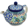 Polish Pottery Tea or Coffee Pot 13 oz Black Heart Garden UNIKAT