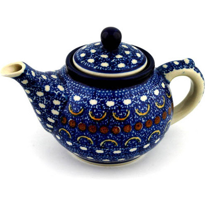 Polish Pottery Tea or Coffee Pot 13 oz Blue Horizons
