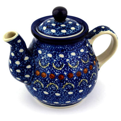 Polish Pottery Tea or Coffee Pot 13 oz Blue Horizons