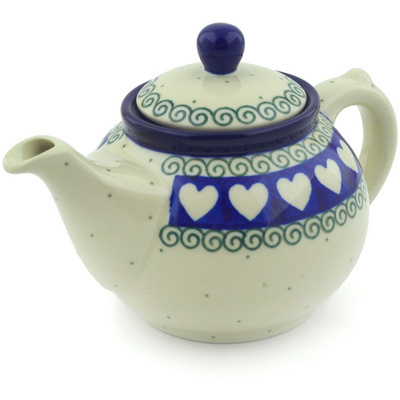Polish Pottery Tea or Coffee Pot 13 oz Light Hearted