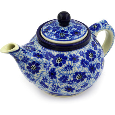 Polish Pottery Tea or Coffee Pot 13 oz Misty Dragonfly