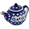 Polish Pottery Tea or Coffee Pot 13 oz Peacock Forget-me-not