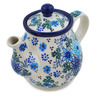 Polish Pottery Tea or Coffee Pot 13 oz Soft Starry Flowers UNIKAT