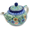 Polish Pottery Tea or Coffee Pot 13 oz Spring Wreath UNIKAT