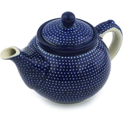 Polish Pottery Tea or Coffee Pot 13 oz Starry Night UNIKAT