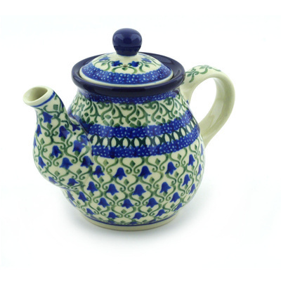Polish Pottery Tea or Coffee Pot 13 oz Tulip Trellis