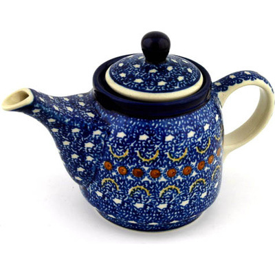 Polish Pottery Tea or Coffee Pot 17 oz Blue Horizons